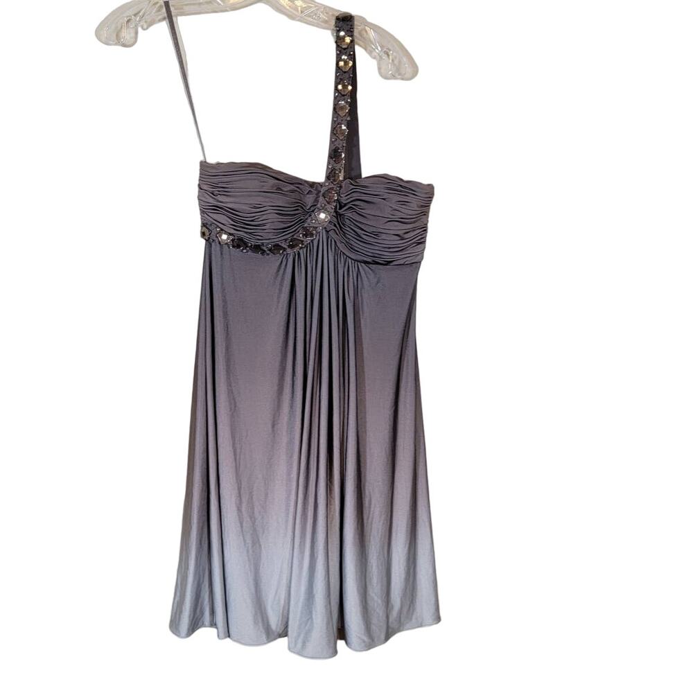 NWT Cache Ombre One Shoulder Beaded Detail Cocktail Party Dress Gray Size 8